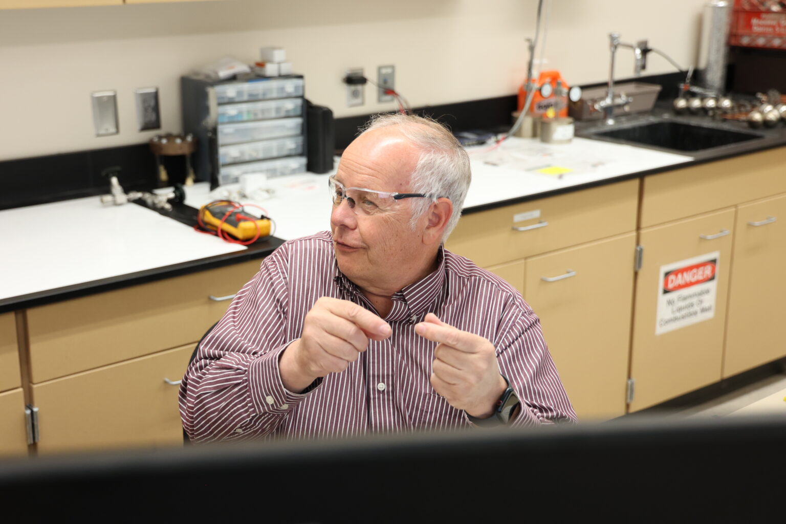Kip Solomon in his lab.